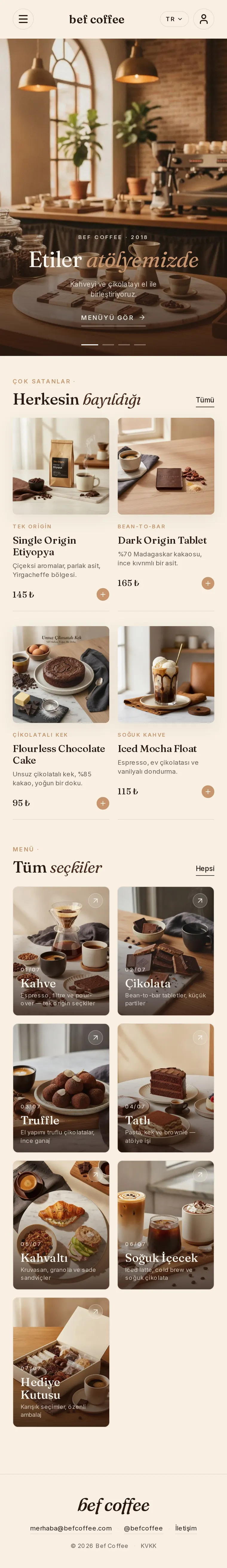 Kafe Teması · V1 — dijital menü tasarımı