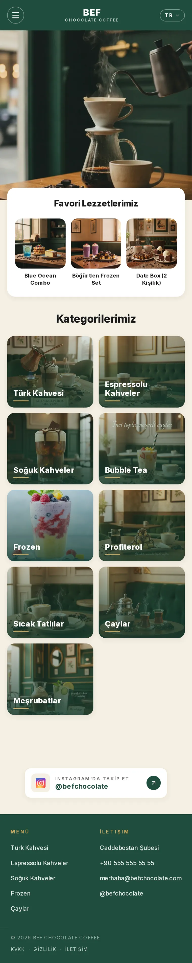 Kafe Teması · V2 — dijital menü tasarımı