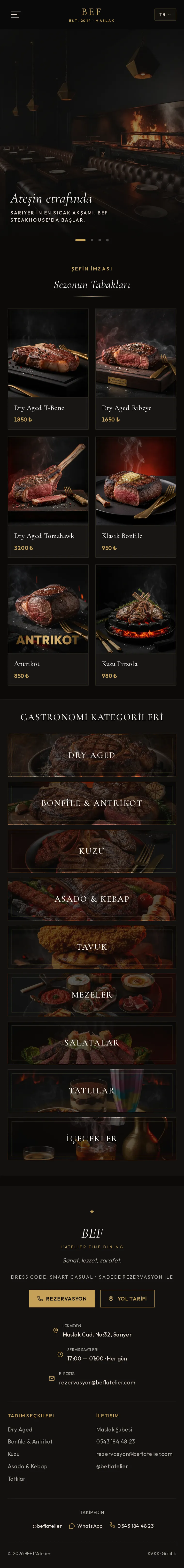 Steakhouse Teması — dijital menü tasarımı